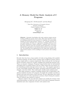 A Memory Model for Static Analysis of C Programs