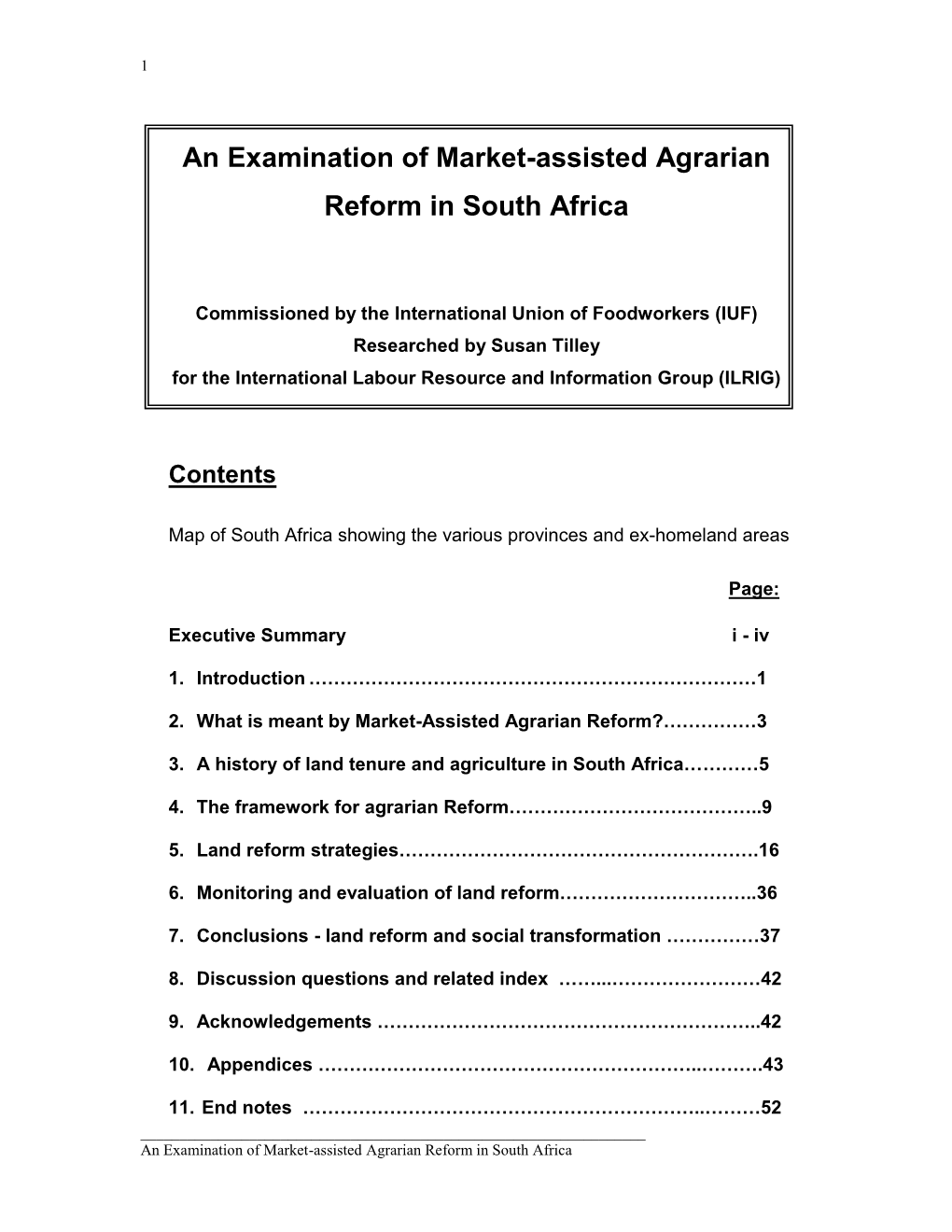Market-Assisted Agrarian Reform in South Africa