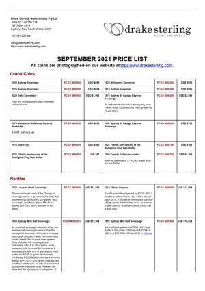 August Price List