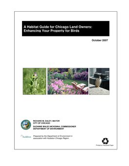 A Habitat Guide for Chicago Land Owners: Enhancing Your Property for Birds