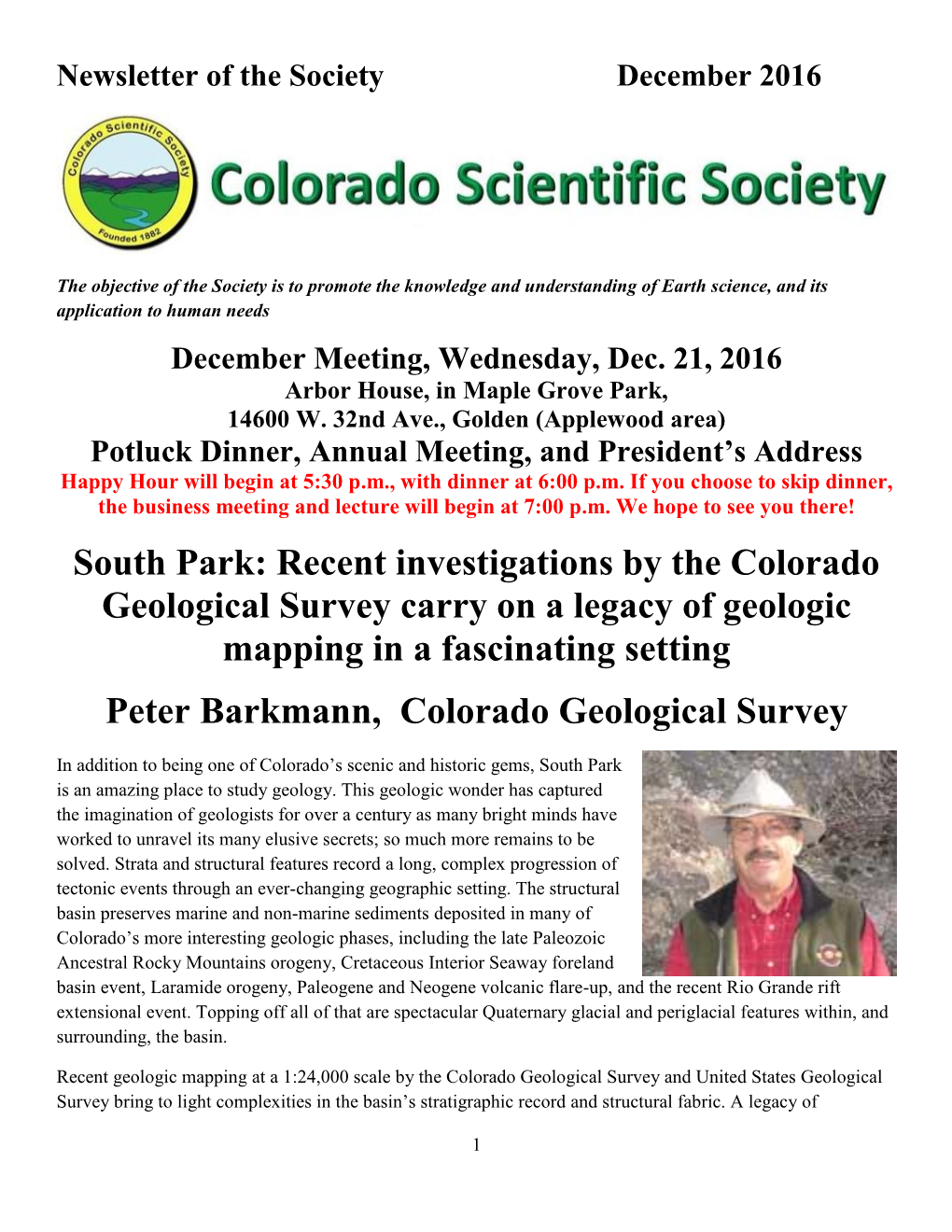 South Park: Recent Investigations by the Colorado Geological Survey Carry on a Legacy of Geologic Mapping in a Fascinating Setting