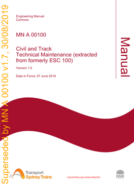 Civil and Track Technical Maintenance (Extracted from Formerly ESC 100) Version 1.6