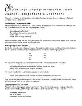 Independent Clauses Are Strong a Single Independent Clause Is the Same As a Simple Sentence