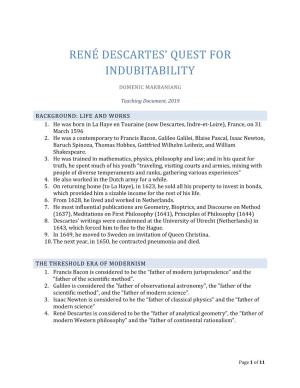 René Descartes' Quest for Indubitability