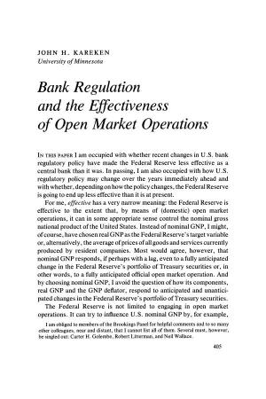 Bank Regulation and the Effectiveness of Open Market Operations
