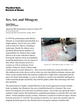 Sex, Art, and Misogyny Coco Fusco MAY 9, 2019 ISSUE