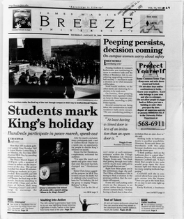 JANUARY 20, 2000 Peeping Persists, Decision Coming On-Campus Women Worry About Safety