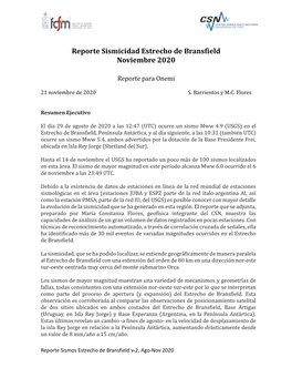 Reporte Sismicidad Estrecho De Bransfield Noviembre 2020