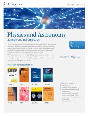 Physics and Astronomy Springer Journal Collection
