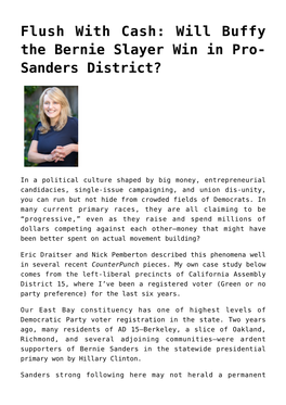 Will Buffy the Bernie Slayer Win in Pro-Sanders District?