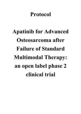 Protocol Apatinib for Advanced Osteosarcoma After