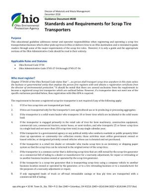 Standards and Requirements for Scrap Tire Transporters