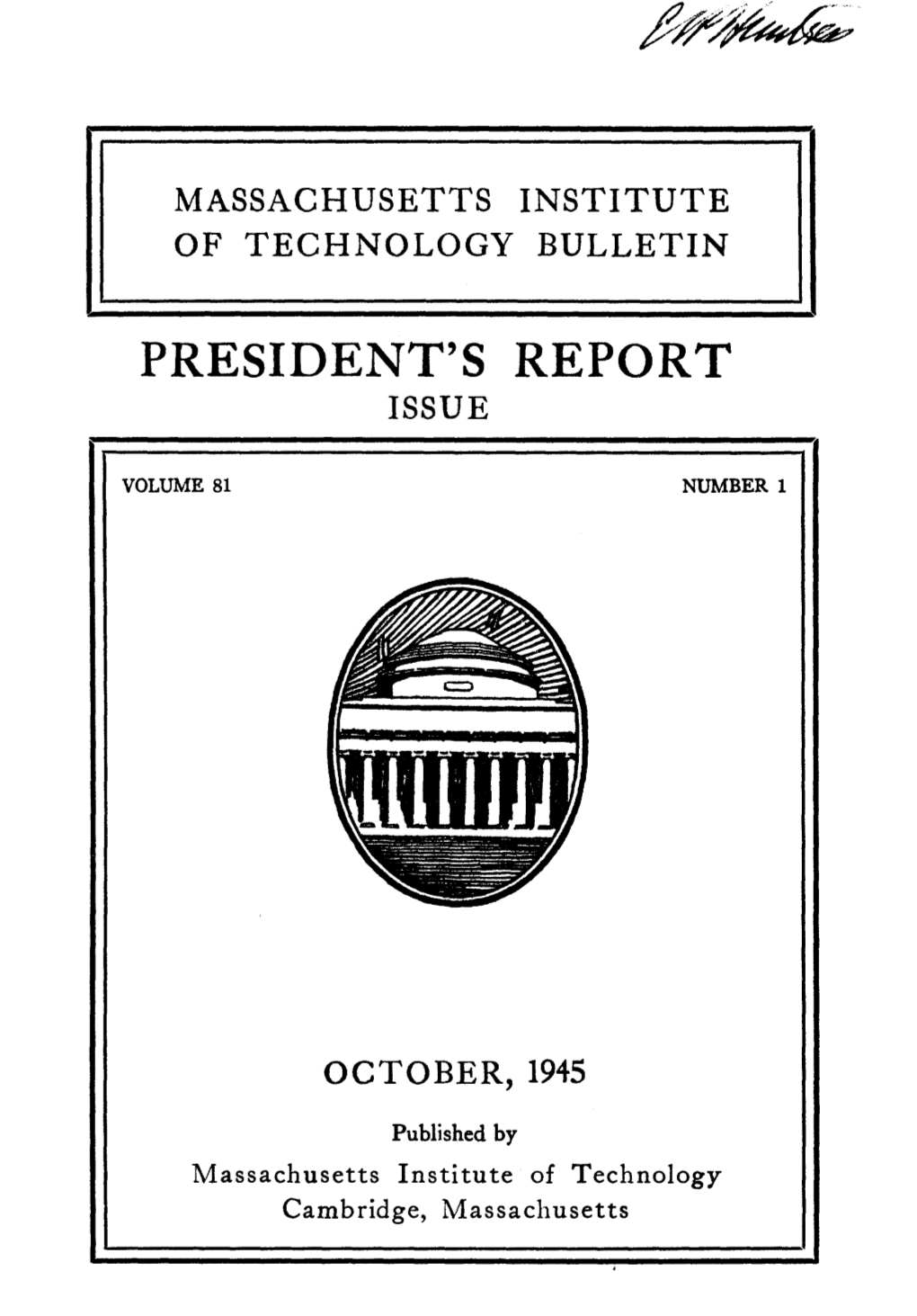 President's Report Issue I ~-- __ - Volume 81 Number 1