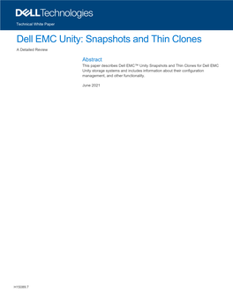 Dell EMC Unity: Snapshots and Thin Clones a Detailed Review