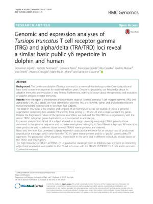Genomic and Expression Analyses of Tursiops Truncatus T Cell Receptor