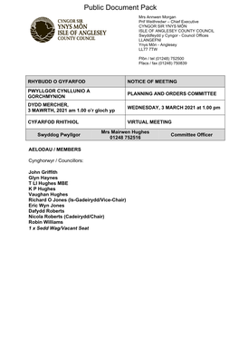 (Public Pack)Agenda Document for Planning and Orders Committee, 03