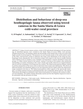 Distribution and Behaviour of Deep-Sea Benthopelagic Fauna Observed Using Towed Cameras in the Santa Maria Di Leuca Cold-Water Coral Province