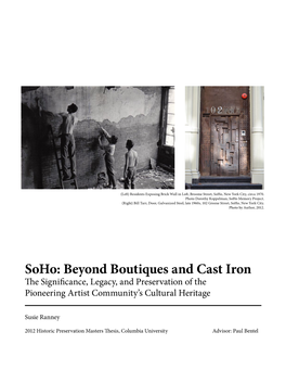 Soho: Beyond Boutiques and Cast Iron the Significance, Legacy, and Preservation of the Pioneering Artist Community’S Cultural Heritage