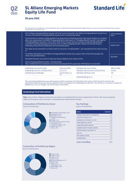 SL Allianz Emerging Markets Equity Life Fund Invests Primarily in the Allianz Emerging Markets Equity Fund