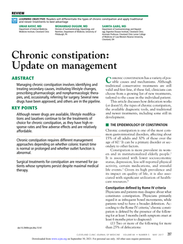 Chronic Constipation: Update on Management
