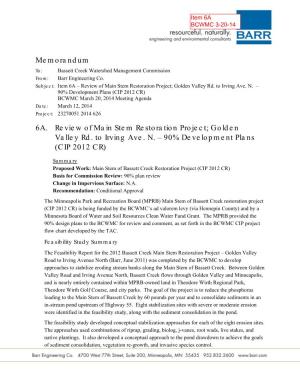 Memorandum 6A. Review of Main Stem Restoration Project; Golden
