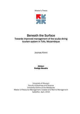 Beneath the Surface Towards Improved Management of the Scuba Diving Tourism System in Tofo, Mozambique