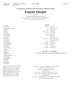 Eugene Onegin Page 1 of 2 Opera Assn