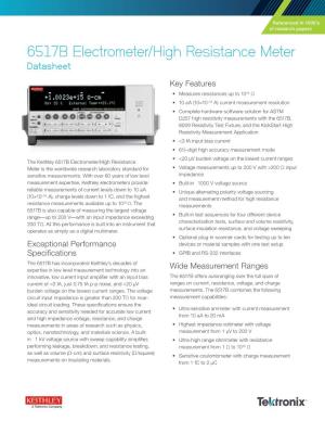 6517B Electrometer/High Resistance Meter Datasheet