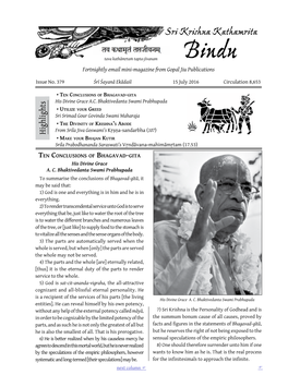 Sri Krishna Kathamrita Bindu Issue Three Hundred Seventy Nine, Page — 3 Top Left 3 Top Right 3
