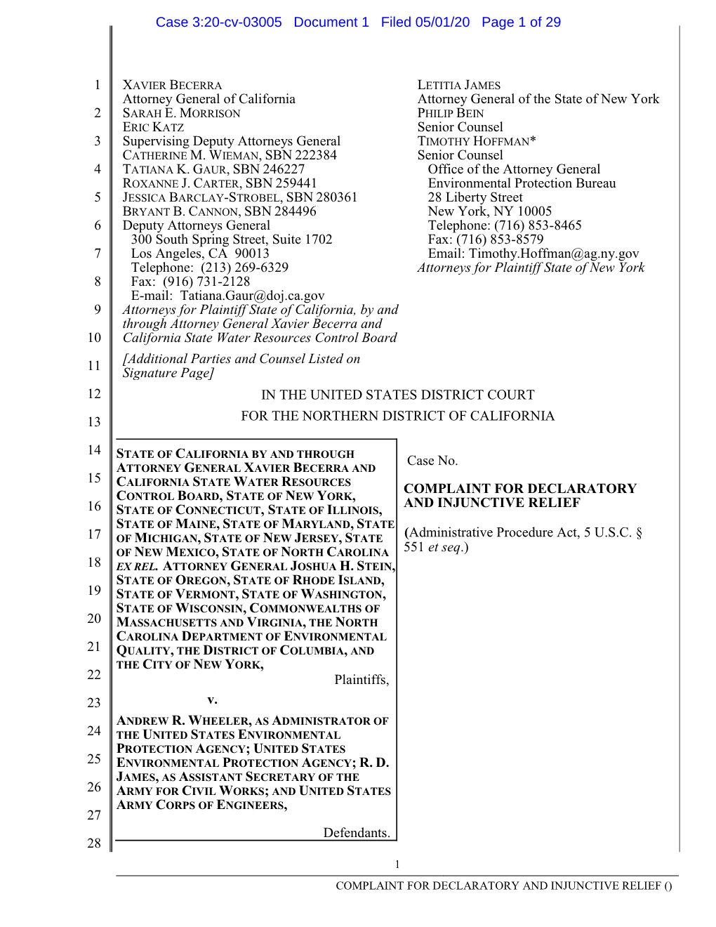 Case 3:20-Cv-03005 Document 1 Filed 05/01/20 Page 1 of 29