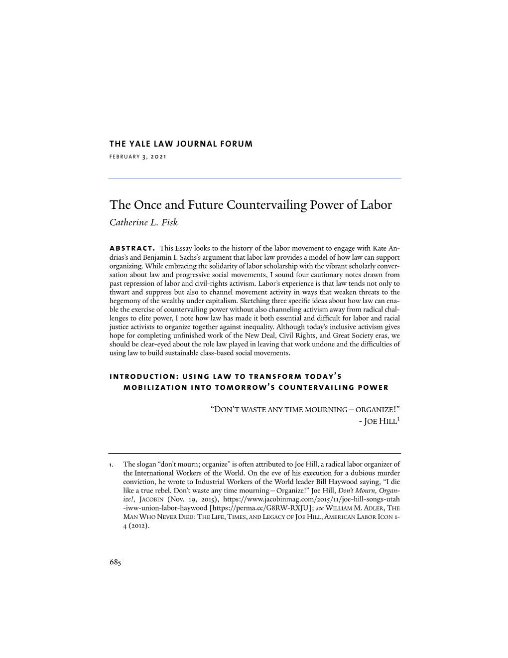 The Once and Future Countervailing Power of Labor Catherine L