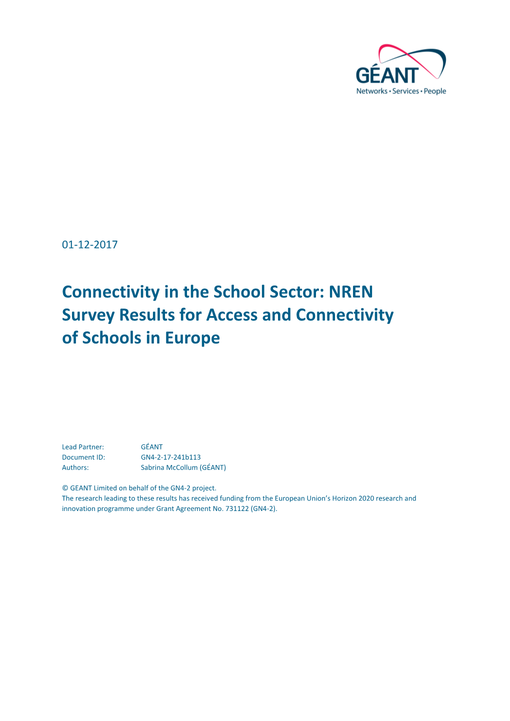 NREN Survey Results for Access and Connectivity of Schools in Europe