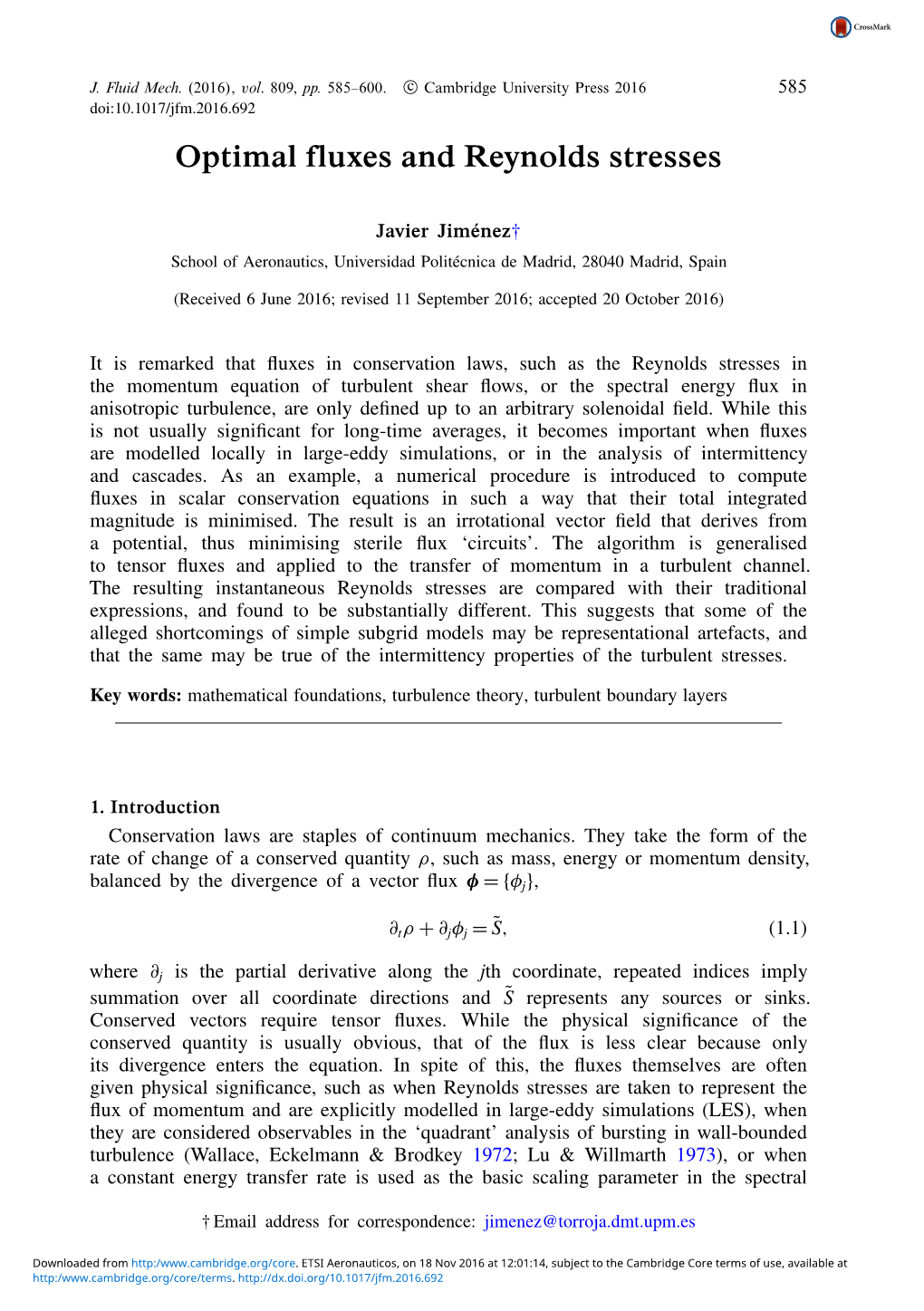 Optimal Fluxes and Reynolds Stresses