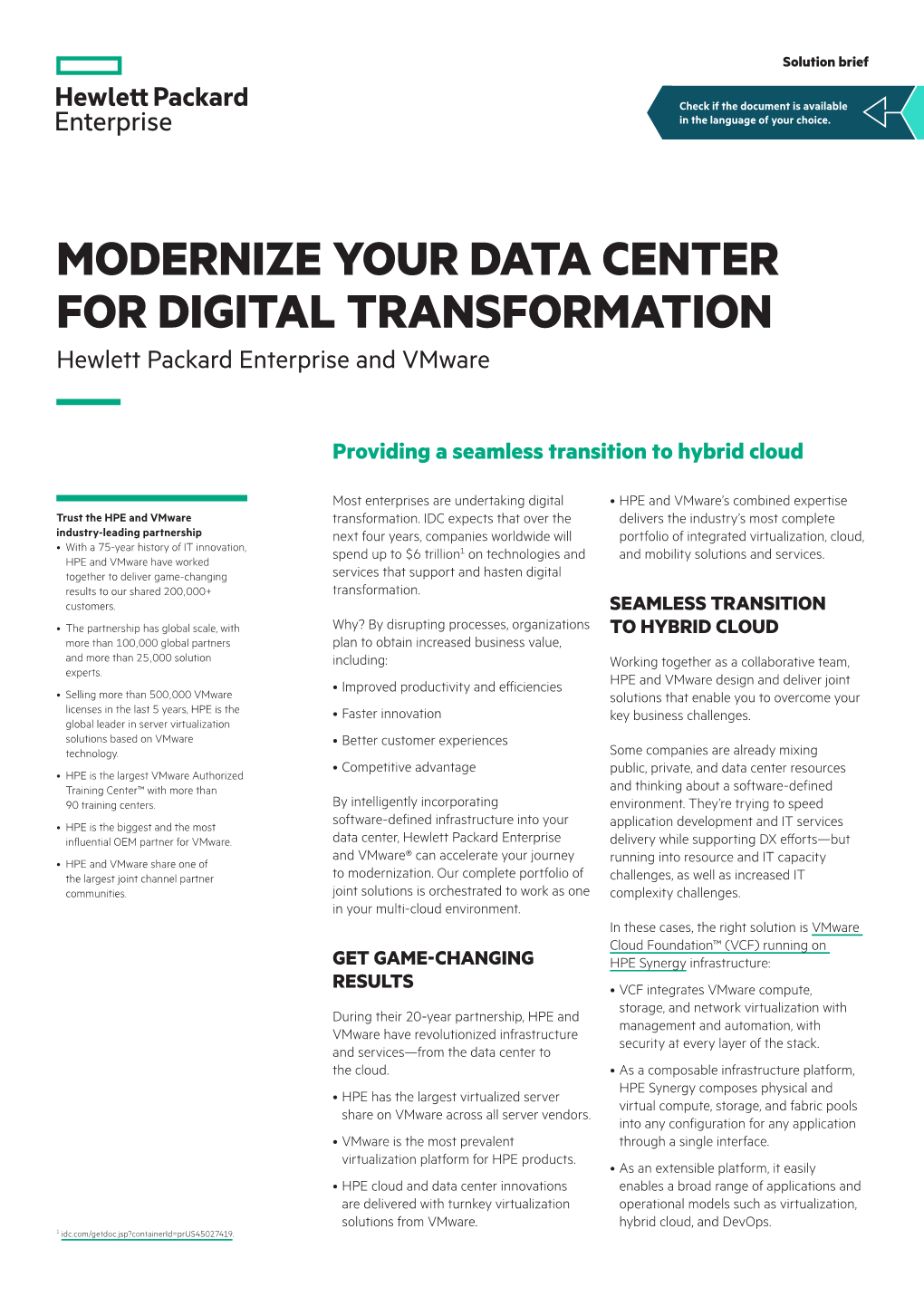 Modernize Your Data Center for Digital Transformation – Hewlett Packard