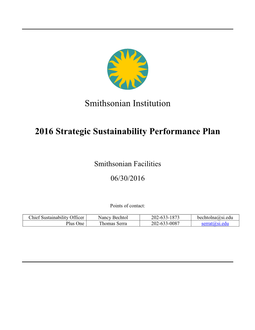 2016 Strategic Sustainability Performance Plan