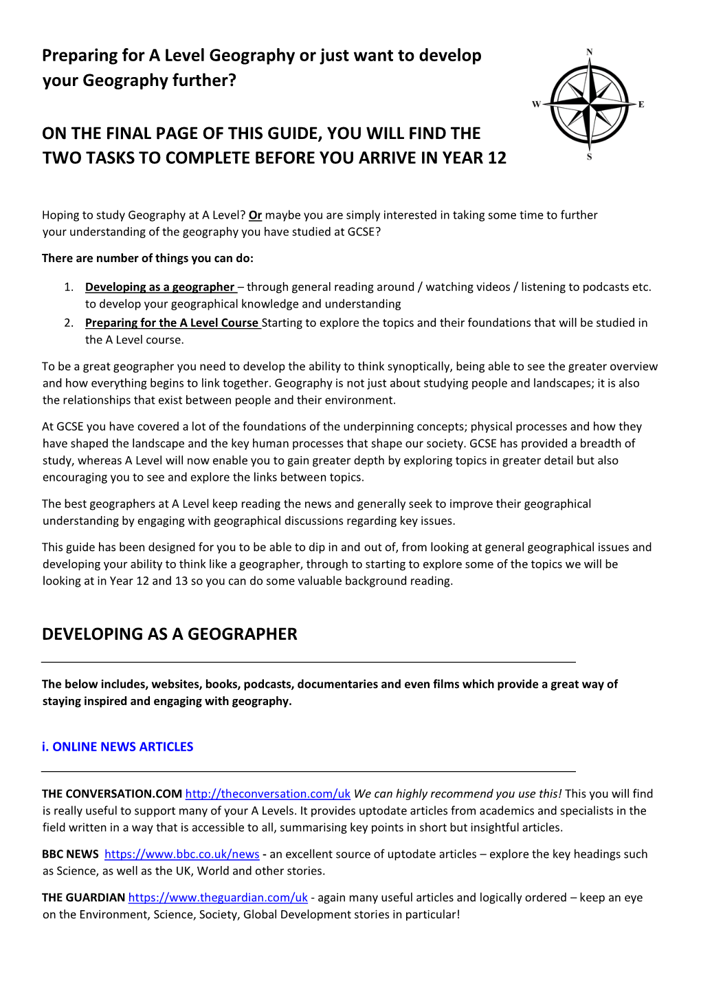 Preparing for a Level Geography Or Just Want to Develop Your Geography Further?