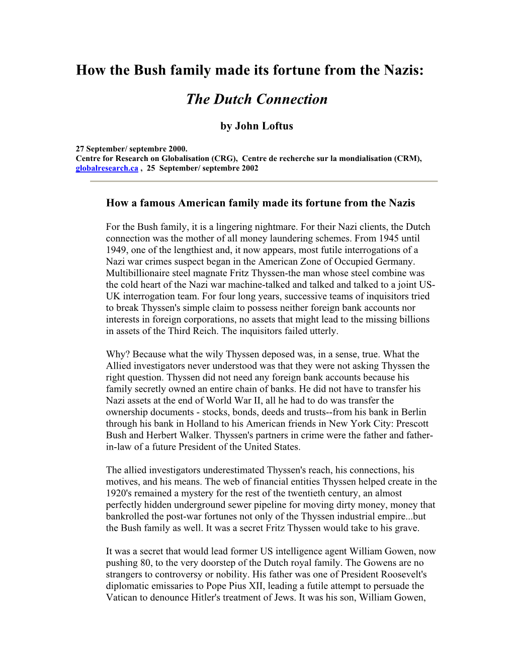 How the Bush Family Made Its Fortune from the Nazis.Pdf