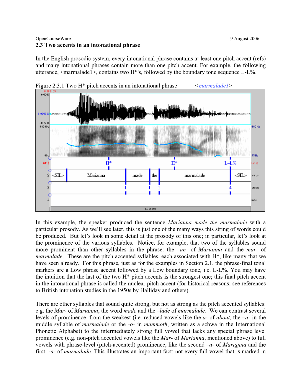 2.3 Two Accents in an Intonational Phrase in the English Prosodic