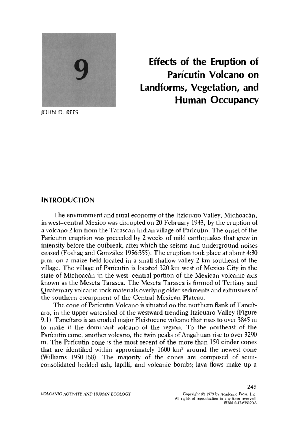 Effects of the Eruption of Paricutin Volcano on Landforms^ Vegetation, and Human Occupancy