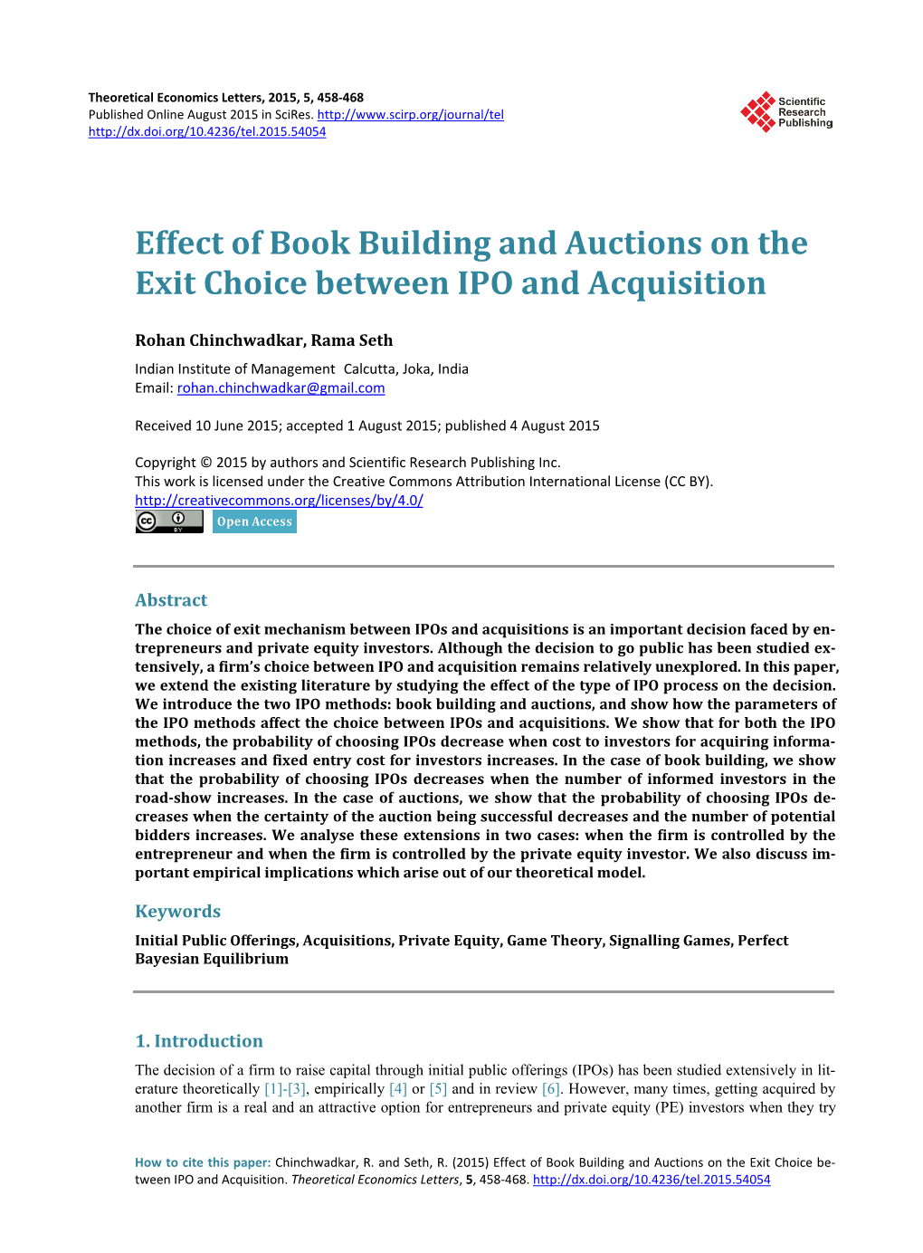 Effect of Book Building and Auctions on the Exit Choice Between IPO and Acquisition