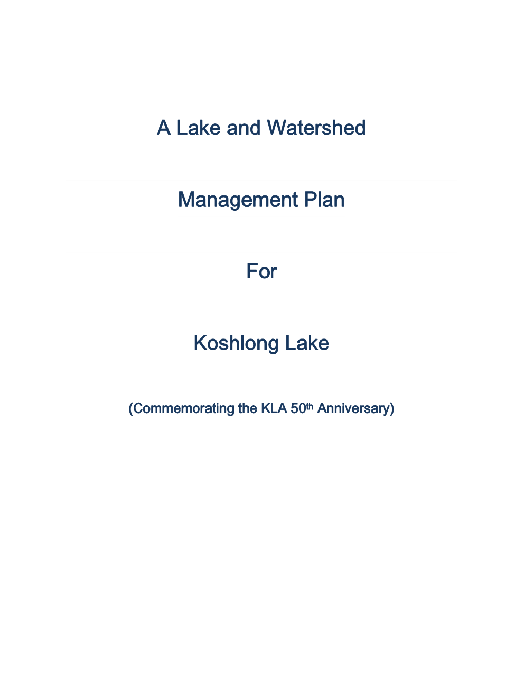 Lake Management Plan (2013)