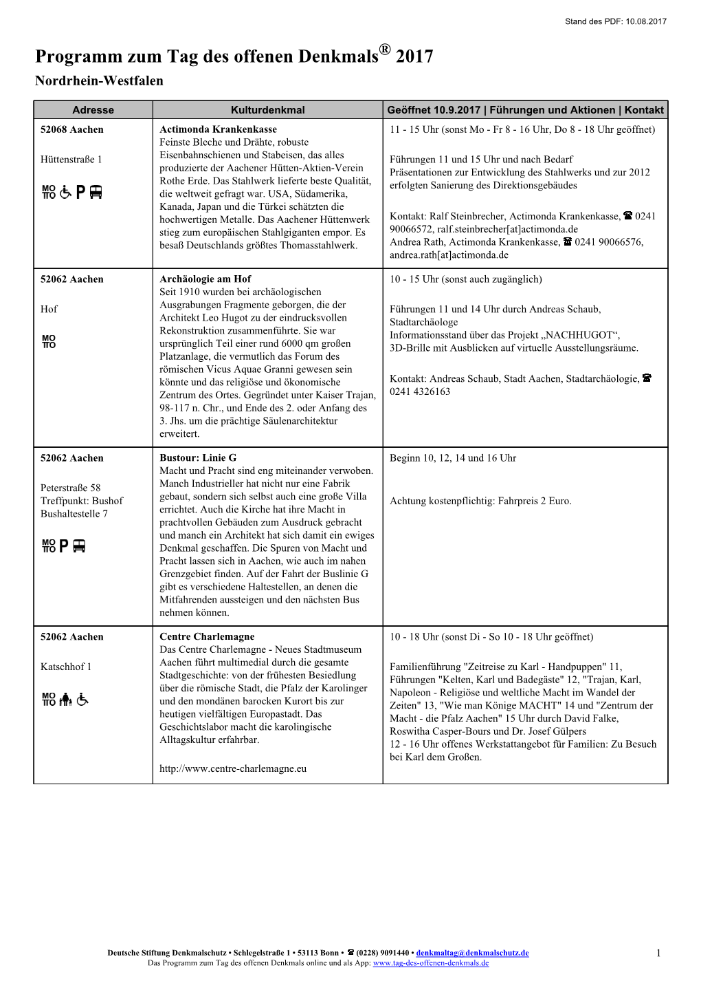 Programm Zum Tag Des Offenen Denkmals® 2017 Nordrhein-Westfalen