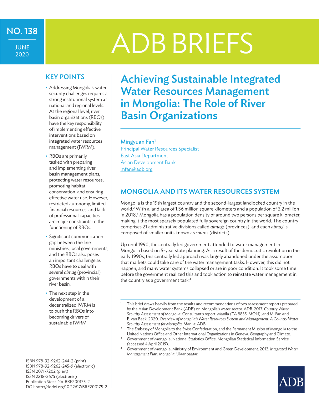 The Role of River Basin Organizations