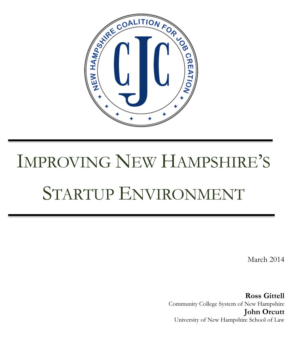 Improving New Hampshire's Startup Environment