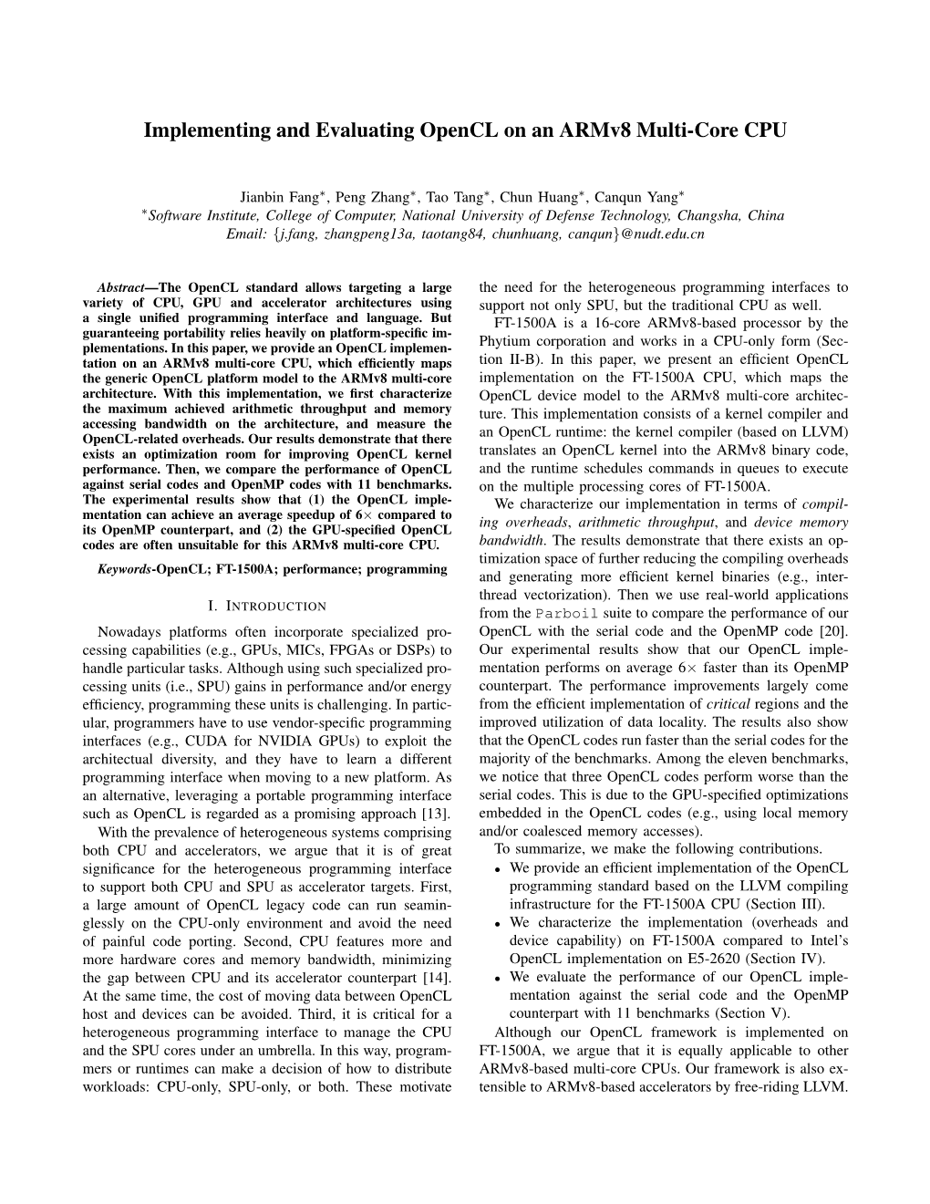 Implementing and Evaluating Opencl on an Armv8 Multi-Core CPU