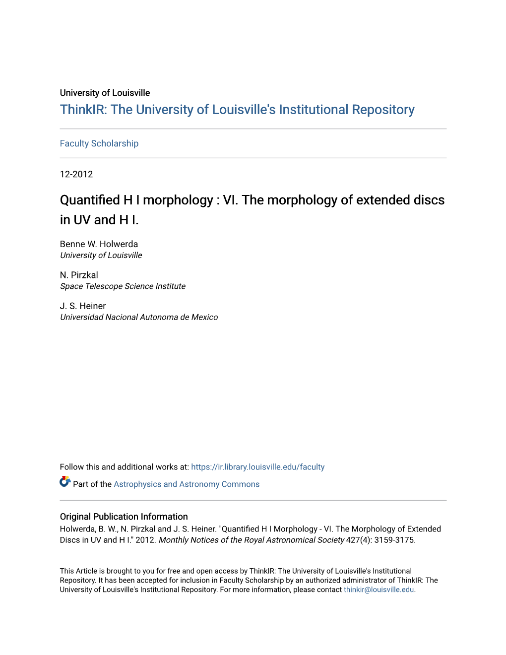 VI. the Morphology of Extended Discs in UV and H I