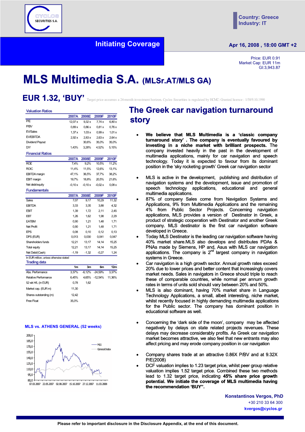 MLS Multimedia S.A. (Mlsr.AT/MLS GA) MLS Multimedia S.A. (Mlsr.AT