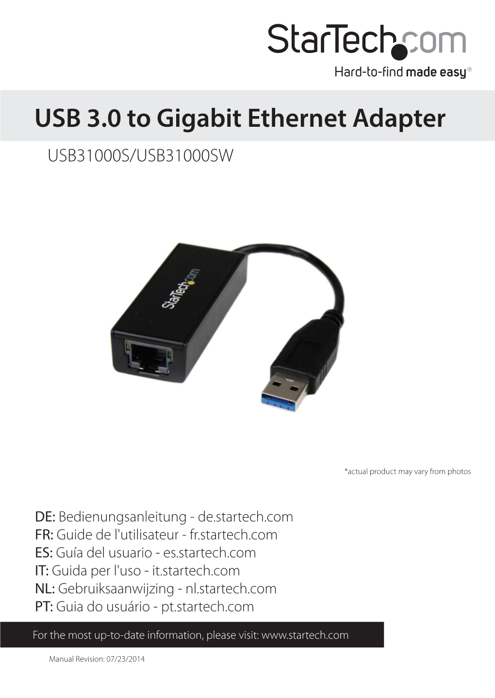 USB 3.0 to Gigabit Ethernet Adapter USB31000S/USB31000SW