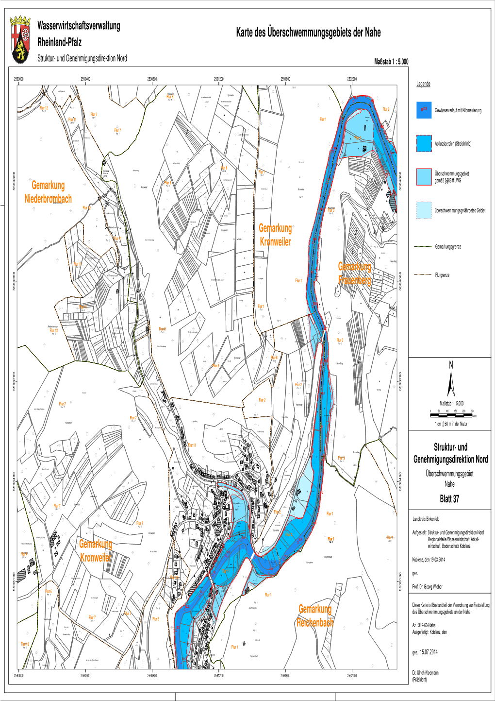 Karte Des Überschwemmungsgebiets Der Nahe Rheinland-Pfalz