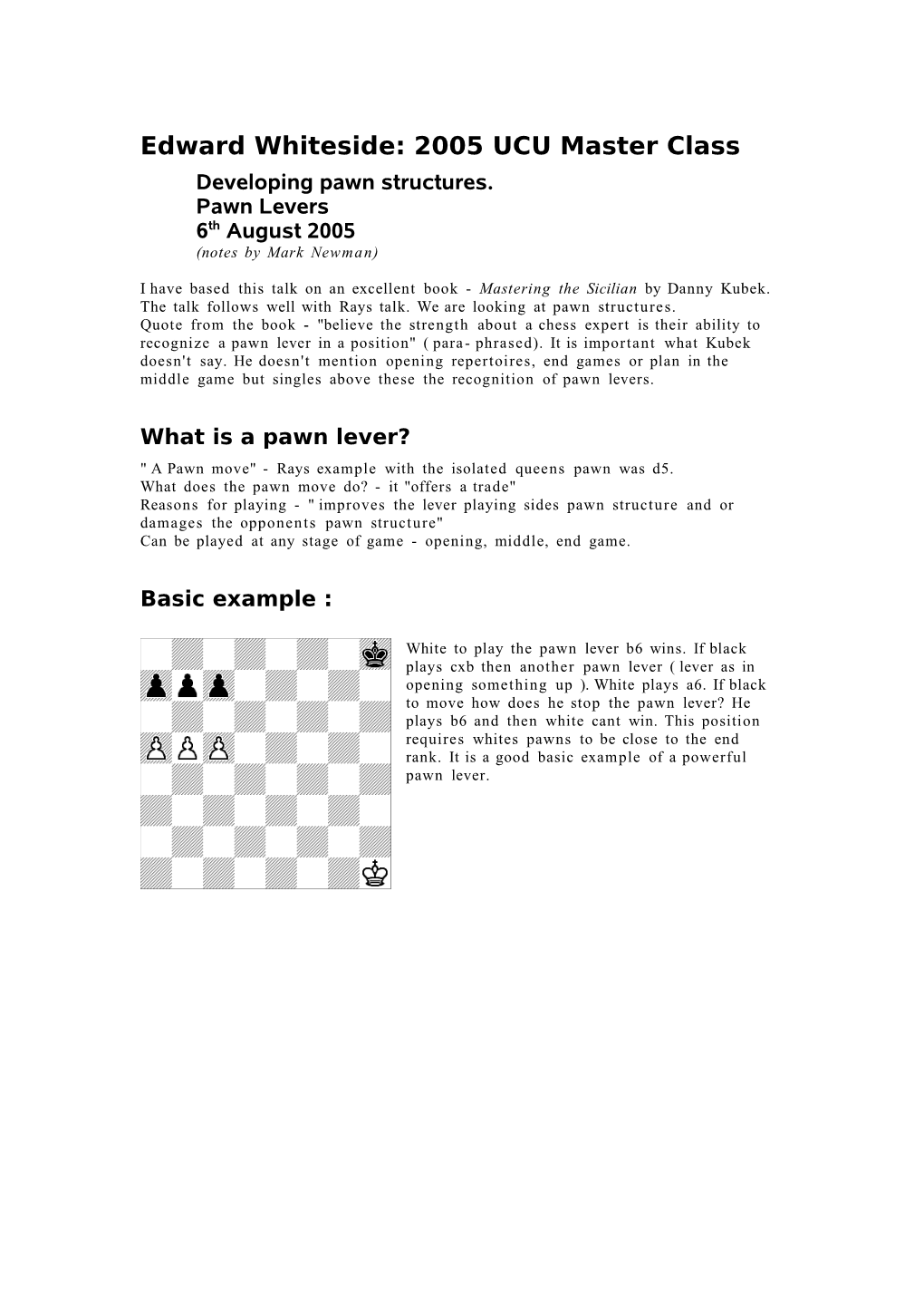 Developing Pawn Structures